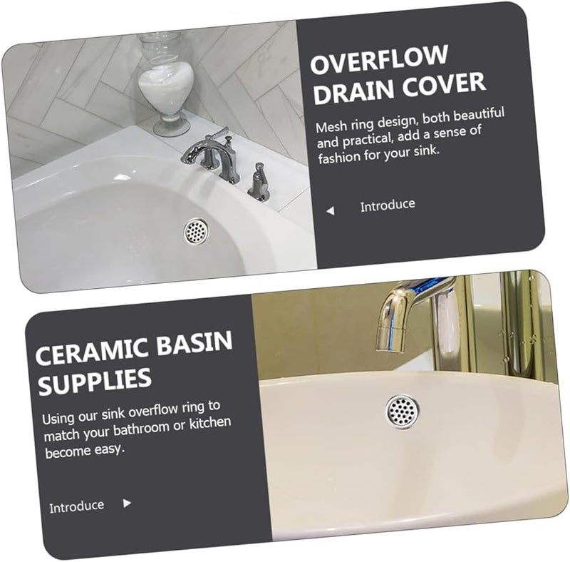 Artibetter 10 Pack Washing Basin Overflow Drain Cover Rings Bathroom Sink Hole Accessories - Image 5